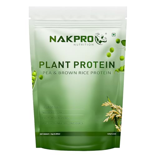 NAKPRO Vegan Plant Protein Powder (Pea & Brown Rice Protein), Chocolate - 1kg | 25.2g Protein, Easy To Digest | All Essential Amino Acids | No Preservatives | No Added Sugar