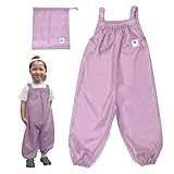 [munyanya] 保育士監修×動き回っても脱げないゴム仕様 プレイウェア 砂場着 80～100 防水 キッズ パープル【薄くて軽い×洗濯可】【収納袋付きでコンパクト】