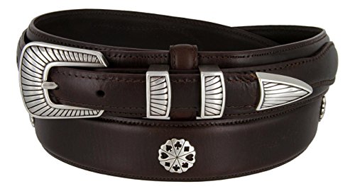 Five Card Stud Poker Men's Western Oil-Tan Genuine Leather Ranger Belt