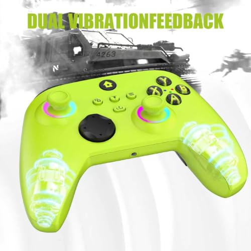 Image of W&O Wireless Controller for With Xbox One, Xbox Series X /S, Xbox One X /S, PC, With RGB LED Light, Mappable Buttons, With 2.4GHZ Wireless Adapter Gamepad (Electric Volt)