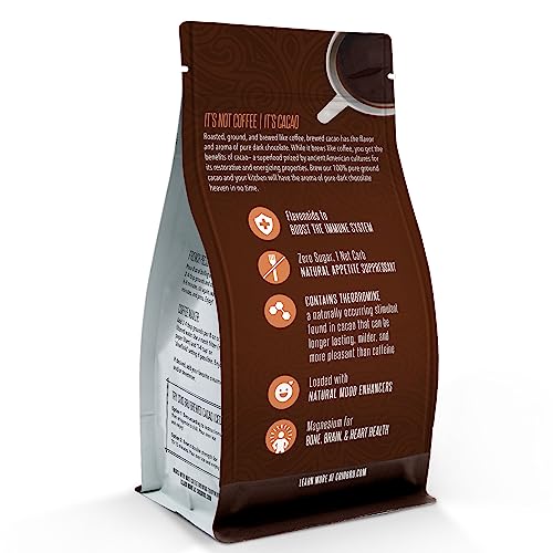 Crio Bru Brewed Cacao Ghana French Roast 1.5lb (24oz) Bag - Coffee Alternative Natural Healthy Drink | 100% Pure Ground Cacao Beans | 99.99% Caffeine Free, Keto, Low Carb, Paleo, Brew And Enjoy Hot or Iced