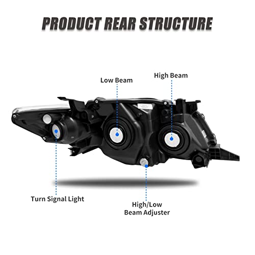 ADCARLIGHTS Headlight Assembly Pair for 2009-2010 Toyota Corolla (Base/CE/LE/XLE, North America Built) Clear Lens Chrome Housing Amber Reflector Left Right W/O Bulbs by ADCARLIGHTS - Image 6