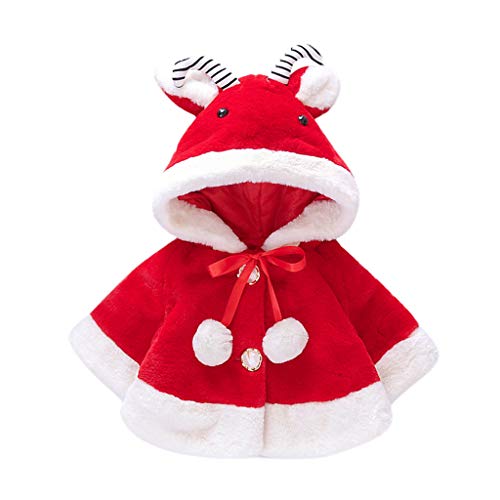 WOCACHI Baby Girls Cape Coat Sale, Toddler Baby Girls Winter Cartoon Cape Windproof Coat Warm Hooded Cloak Light Down Puffer Jacket Fleece Lined Bubble Coat Little Big Kids Outerwear Outwear