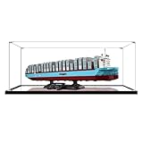 Boîte de présentation en acrylique pour Lego 40955 Maersk Modèle Maersk Transparent Boîte de présentation anti poussière Compatible avec le modèle Lego 40955 (modèle non inclus) (Base miroir 2 mm)