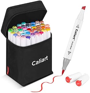 51 Colors Alcohol Brush Markers, Caliart Dual Tip (Brush & Chisel) Art Markers