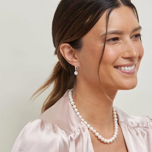 The Pearl Source Real Pearl Dangle Earrings for Women with Genuine AAA Quality White Freshwater Cultured Pearls | 14K Gold Plated 925 Sterling Silver Earrings4