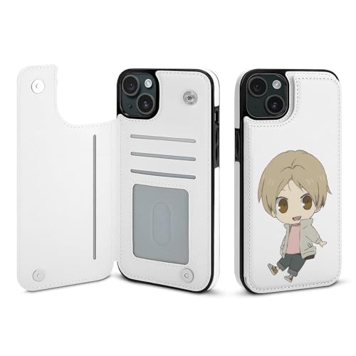 iPhone15Plus用ケース 手帳型 夏目友人帳 夏目貴志 スマホケース 財布型 アイフォン15Plus用ケース おしゃれ 軽量 背面 携帯カバー カード収納 スタンド機能 PUレザー 耐衝撃