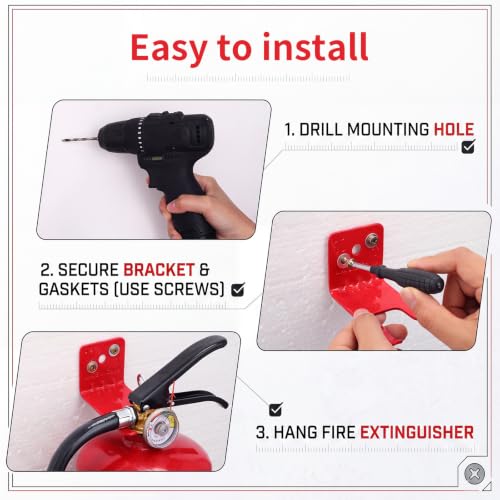 Image of TaoBary Fire Extinguisher Bracket and Sign Sticker, Wall Mount Bracket for Big and Small Fire Extinguishers, Indoors and Outdoors(2 Pack,10 lb)