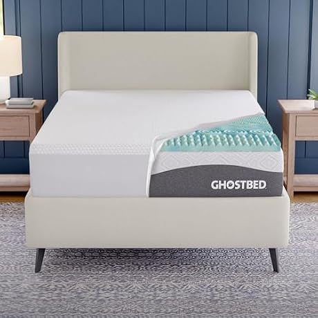 GhostBed 3 Inch Cooling Gel Memory Foam Mattress Topper - Waterproof Cover, Protector, Made in USA - Memory Foam Mattress Cover Twin XL