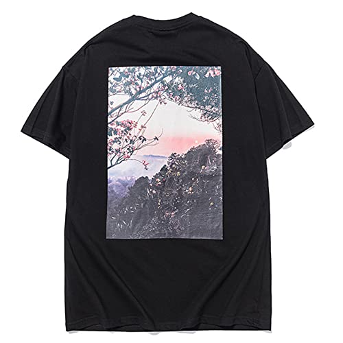 Medo da camiseta do casal de manga curta dos itens de Deus, camisa inferior do por do sol da florest