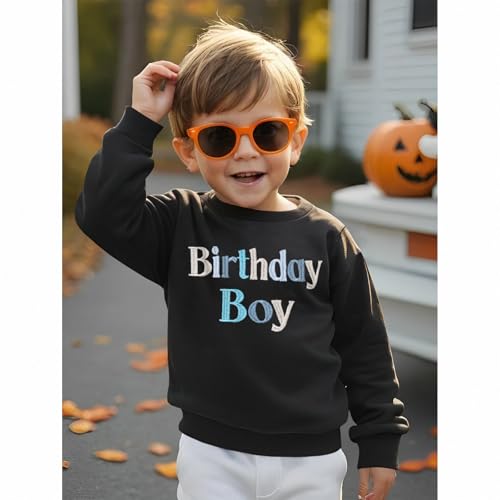 Toddler Boy Birthday Sweatshirt Letter Embroidered Long Sleeve Shirt Crewneck Pullover Top Fall Winter Clothes2