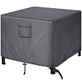 BALEINE Gas Fire Pit Cover, Fade Resistant 420D Oxford Waterproof Firepit Fire Table Cover (Black, Square, 28''x28''x24'')