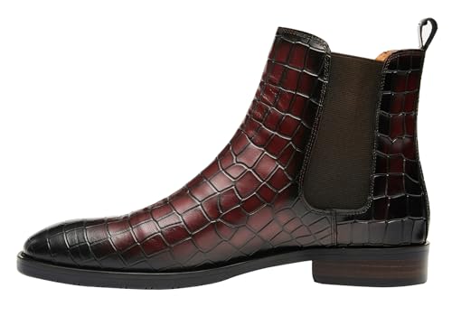 Men's Chelsea Boots Crocodile Print Leather Business Casual Slip On Mens Formal Dress Boots2
