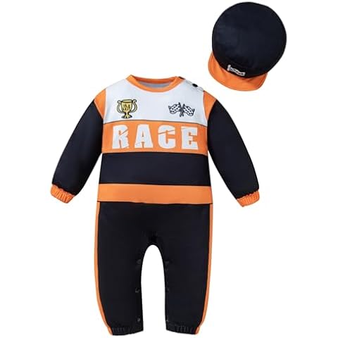 Yruiz Toddler Baby Boy Girl Halloween Race Car Driver Costume Outfit With Hat Birthday Party Clothes（3-6 Months） Cover