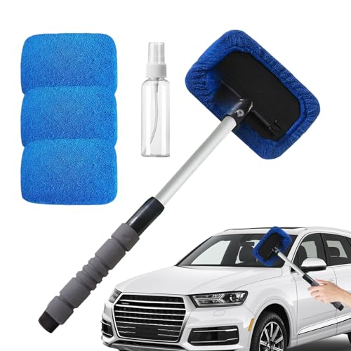 Veeteah - Outil de nettoyage de fenêtre intérieure | Poignée extensible Brosse à serviette – Brosses détaillées rotatives pour écrans de télévision, miroirs et sol