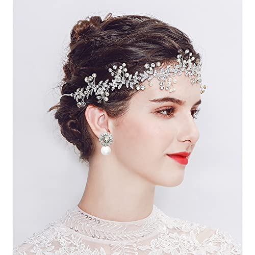 Pearl Dangle Drop Earrings for Wedding Brides Bridesmaids,Cubic Zirconia Pearl Drop Earrings for Women Prom Jewelry Gifts3