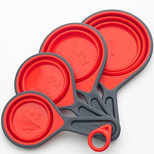 Zhongtou Messlöffel Set Messlöffel Set, 4er Set Wiederverwendbare Kunststoff Messbecher und Messlöffel,Kunststoff Bunte Dosierlöffel Kochen Backen Dosieren Dosierhilfe Cover