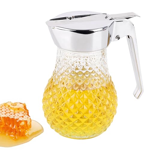 DODAMOUR 8.45 Oz Syrup Dispenser, Oil Dispenser Bottle with Non-Slip Handle, Reusable Syrup Bottle for Kitchen, No-Drip Pourers for Maple Syrup, Honey, Sirop (Transparent)