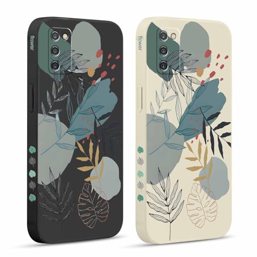 Pnakqil 2 Piezas Funda para Samsung Galaxy A03s (4G) 6,5', Jardín Floral Flores Estética Dibujos Lindo Aesthetic Fundas Estética TPU Proteger Caso Silicona Protección Cover con Cámara Suave Carcasa