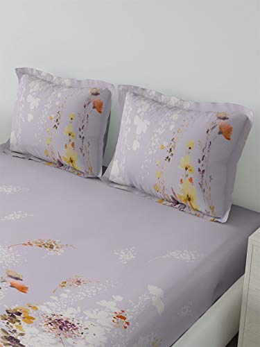 Image of DDECOR - Rose Haze 100% Cotton Double Bedsheet with 2 Pillow Covers, King Size, Purple