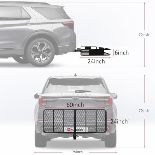 Forwode CB-HB6024 60X24X6 Hitch Cargo Carrier For 2 Inch Receiver, 500Lb Capacity Hitch Mount Cargo Rack Carrier thumb #1