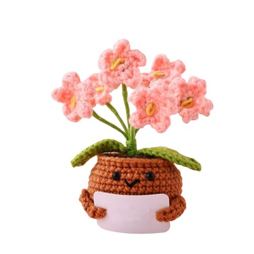 Petite fleur au crochet rose laine tricotée carte vierge cadeau motivation
