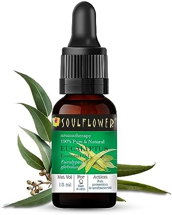 Soulflower Eucalyptus Essential Oil for Hair Growth, Steam Inhalation, Aromatherapy, Skin Care, Relax Muscle |100% Pure, Natual, Undiluted, Premimum Nilgiri Oil | 15ml