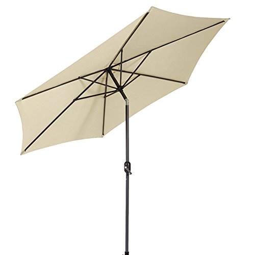 LOLAhome - Parasol inclinable de Ø300 cm, Beige, mástil Ø38mm de aluminio Gris, con Antiviento y Manivela, Elegante y Duradero, tratamiento Anti-corrosión, Para Exterior, Jardín, Terraza