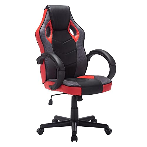 Cadeira Gamer em Couro PU Pelegrin PEL-3016 Preta e Vermelha