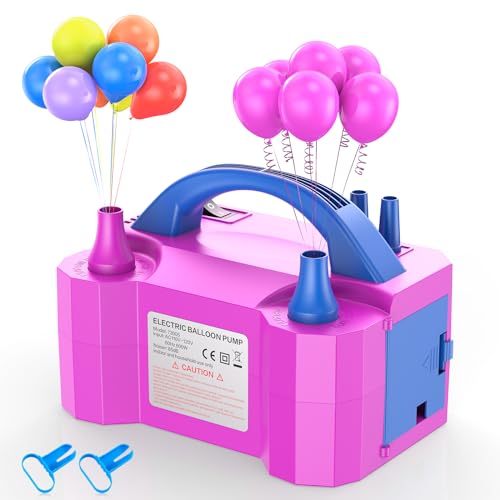 Electric Portable Dual Nozzle Balloon Blower Pump，Electric Air Balloon Pump, Inflation for Decoration or Party （110V~120V, 600W）