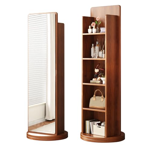 360° Rotating Full Length Mirror With Storage 5-Tier