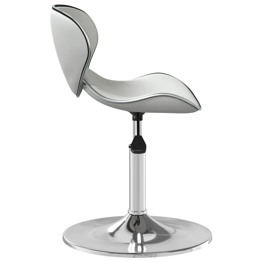 Taburete de bar blanco de piel sintética con elevación de gas, altura regulable, giratorio 360 grados, estructura de acero cromado, acolchado con respaldo y reposapiés, ideal para cocina