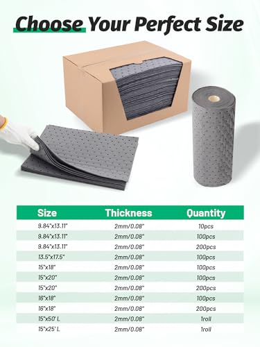 Image of Heavy Duty Oil Absorbent Pads 9.8 inch x 13 inch 10 Pcs Automotive Absorbent Pads