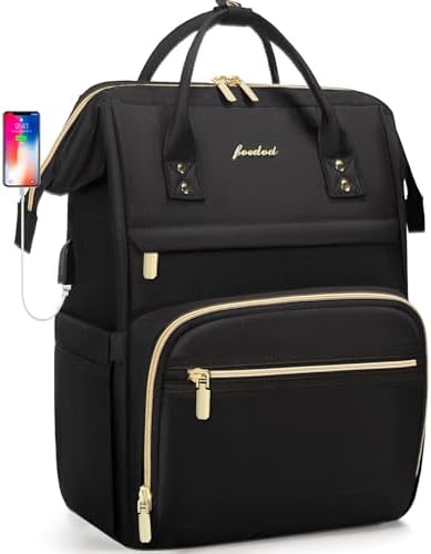 Women Laptop Backpack Teacher Bags: 17.3 Inch Nurse Computer Backpack with USB Port Work Bag Stylish Travel Daypack Bookbag Waterproof for Business Woman Gifts BLACK Women Laptop Backpack Teacher Bags: 17.3 Inch Nurse Computer Backpack with USB Port Work Bag Stylish Travel Daypack Bookbag Waterproof for Business Woman Gifts BLACK