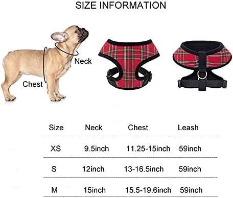 Dog Harnesses,Soft Cotton Plaid Small Dog Harness Pet Vest Harnesses for Cats Puppy Samll Dogs Medium Dogs (Red, M) - Image 3