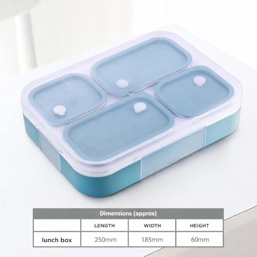 Image of Premium Insulated Steel 4 Compartment Lunch Box for School Office Use | Food Grade Sealed Leak-Proof Steel Containers with Air Vent Lock | Lunch Box for Kids Women Boys Girls
