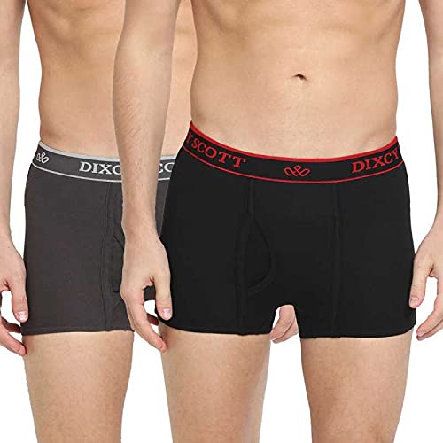 Dixcy Scott Originals Men's Solid 100% Combed Cotton Durable Outer Elastic Waitband Sweat Absorbent Feature Outer Elastic Short Length Trunk - Swish Trunk (Pack of 2)