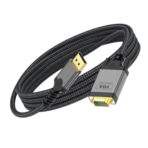 STDEV 2Meter DisplayPort to VGA Cable Full 1080P Male to Female Video Adapter Cord 78.74in Soft Braid Cable
