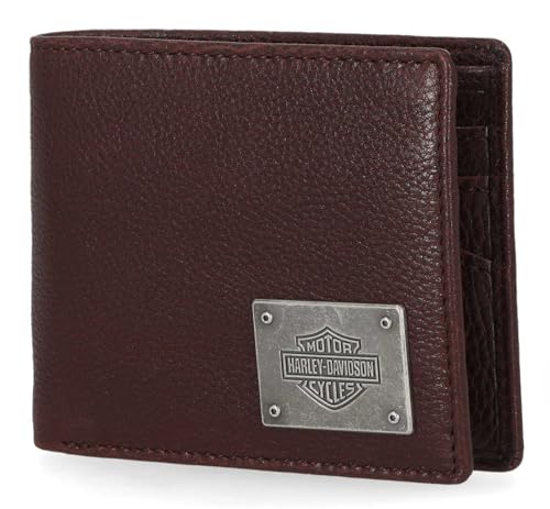 Harley-Davidson Mens Bar & Shield Plate Passcase Leather Bi-Fold Wallet, Oxblood2