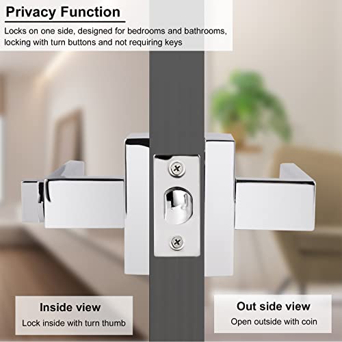 Decoriten 10 Pack Polished Chrome Privacy Door Levers With Square Rosette, Heavy Duty Keyless Door Handles Interior Bathroom Bedroom Door Locks #TOP5