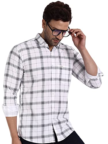 Image of Majestic Man Slim Fit Cotton Casual Check Shirt for Men