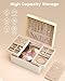 Lolalet Jewelry Box Organizer for Women Girls, 2 Layer Jewelry Organizers and Storage for Necklace Earrings Rings Bracelets, Large Jewellery Holder Case Birthday Valentine Gifts -Cream