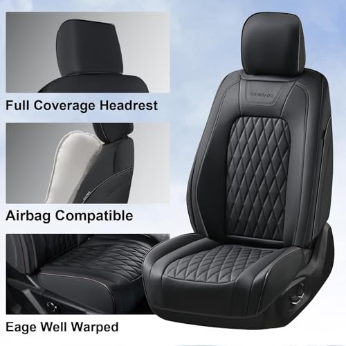 Image of Coverado Leather Seat Covers Full Set Fit for Ford F150 F250 F350 F450, Waterproof Ford F150 Truck Seat Covers Fit for 2015-2026 F150 and 2017-2026 F250 F350 F450 (Black)