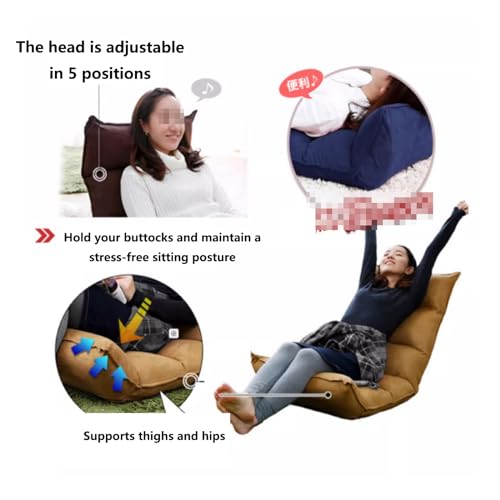 ESRADA Adjustable Floor Gaming Chair for Adults,Folding Floor Chair Bed with 5-Position Adjustable Head,Waist & Footrest, Ideal for Living Room, Bedroom, Office White - Image 4