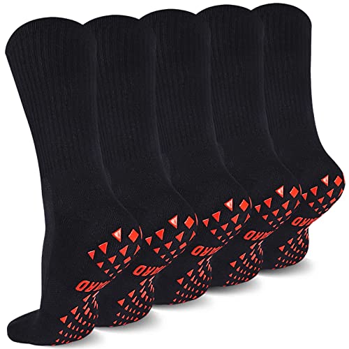 NOVAYARD 5 pares de calcetines de fútbol antideslizantes para hombre y mujer, Negro , M Cover
