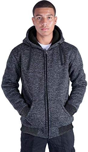 Facitisu Heavyweight Sherpa Lined Fleece Hoodie Sweatshirts for Men Winter Zip Plus Size Jacket