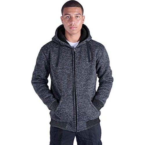 Facitisu Heavyweight Sherpa Lined Fleece Hoodie Sweatshirts for Men Winter Zip Plus Size Jacket