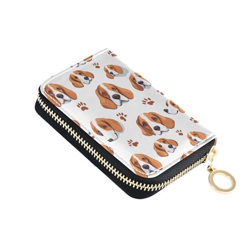 Cartoon Dog Women’s Zipper Card Wallet – Compact Palm-Size PU Leather Case with RFID Protection, 9 Card Slots, Room for Coins, Lightweight for Daily & Travel Use