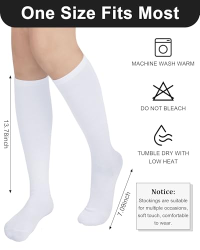 Senker Fashion Knee High Socks for Women, Cotton White Long Tube Sock Black Stockings Striped for Boot Outdoor Sport3
