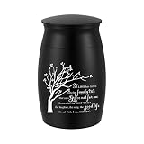 Small Urns for Human Ashes Tree Mini Cremation Urns for Ashes Aluminum Small Keepsake Urn Memorial Ash Holder-Black